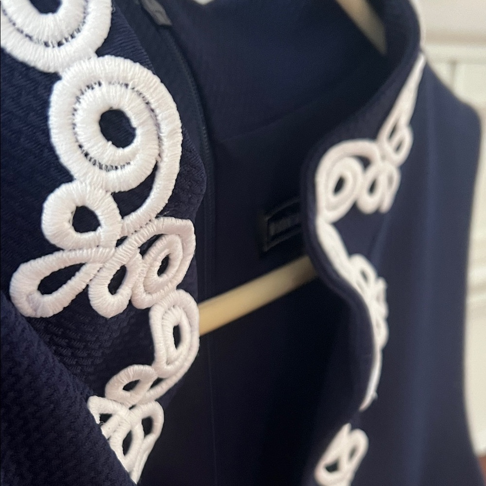 Jessica Howard Navy Mini Dress with White Embroidered Placket - Picture 6 of 8